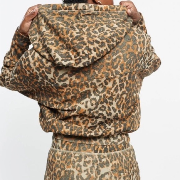 NSF Kaia Zip Hoodie in Taupe Leopard